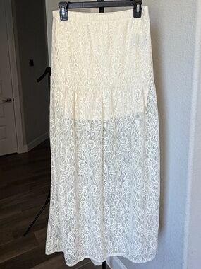 Volcom Stone Row Cream Lace Maxi Skirt M / 12
